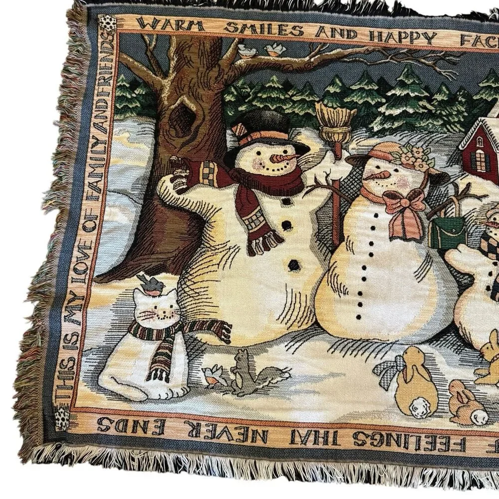 Goodwin Weavers Tapestry Throw 45”X68” Warm Smiles By S. Winget Winter Family‎